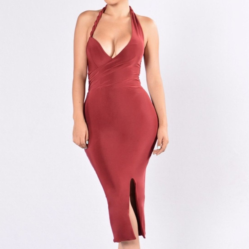 Fashion Nova Echo Dress Burgundy Small NWT